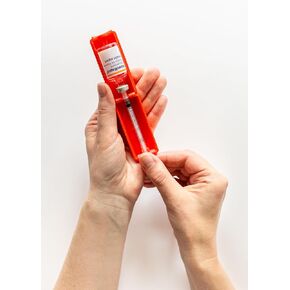 T1me Insulin Filling Support for 0.5ml U-100 disposable syringe (BD Micro-Fine and other insulin syringe), Insulin transfer device for Type1 Type2 diabetes, Bottle Protector Case, Vial Holder, (Blue)