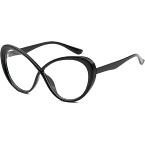 LJCZKA Oversized Blue Light Blocking Glasses Women Fashion Oval Cat Eye Eyeglasses Computer Anti Eye Strain Eyewear