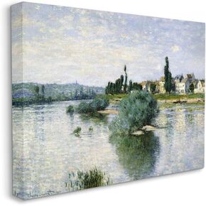 Stupell Industries Countryside Homes Lake Landscape Classic Painting, Design by Claude Monet Wall Art, 16 x 20, Canvas