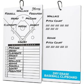 Murray Sporting Goods Baseball Dry Erase Coaches Clipboard | Double-Sided Baseball Lineup Clipboard Dry Erase White Board | Baseball & Softball Gift for Coach