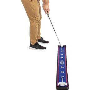 Izzo IZZO Golf Golf Putting Mat with Putt Cup - Red, White & Blue Felt Golf Putting mat Training aid for More Accurate Putting