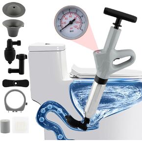 Toilet Plunger, High Pressure Air Drain Blasters with Visual Barometer, Stainless Steel Drain Clog Remover Tool, Toilet Snake Toilet Unclogger for Kitchen Sink,Toilet, Bathroom,Clogged Pipe