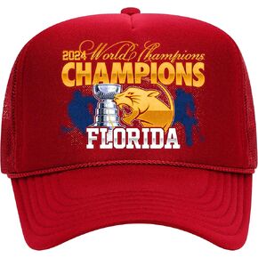 Florida Hockey 2024 World Champions Trucker Hat | Cup Final Trendy Vintage Sports | Premium Foam Snapback Hat for Men & Women