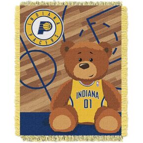 Officially Licensed NBA Indiana Pacers Half Court Woven Jacquard Baby Throw Blanket, 36" x 46", Multi Color