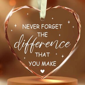BSQUIELE Thank You Gifts - Never Forget The Difference That You Make Keepsake Heart Ornament - Farewell, Going Away, Goodbye, Appreciation, Retirement Gifts for Women Coworker Boss Manager Friend Men