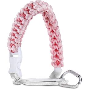 Paracord Handle for Water Bottle (Pink Rose) - Carrying Strap for Wide Mouth Flask - Carrier Cord for Flasks and Bottles - Compatible with Many Water Bottle sizes 10 oz - 64oz