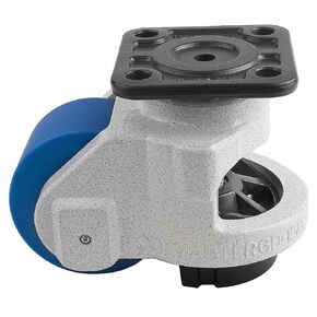 FOOT MASTER GD-150-F-MCN Leveling Caster, 90 mm MC Nylon Wheel, Iconic Ivory, Height Adjustable Foot Pad, Plate Mounted Swivel Caster, 1500 kg Load Rating, Huge