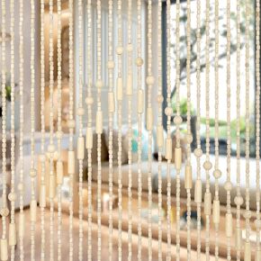 52 Strands Wood and Bamboo Beaded Curtain for Doorway 35" x 75" Wooden Hanging Room Divider Decorative Handmade Doorway Bohemian Beads String Curtain Rustic Home Porch Bedroom Decor (Beige) in Saudi Arabia