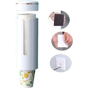 Coffee Machine or Water Dispenser Wall Mounted Disposable Cup Dispenser,fits 3 to 8 oz Paper or Plastic Cup Organizer,Including Magnetic Plate Cup Rack (M for 3-8 oz Cups)