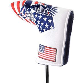 PLUSKER Golf Club Head Cover USA Flag and Eagle Pattern for Blade Putter Magnetic Closure Patriotic Headcover
