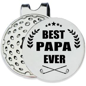 علامة كرة جولف TSUYAWU Best Papa Ever - علامة جولف مضحكة مع مشبك قبعة مغناطيسي هدية مبتكرة للجولف - هدايا إكسسوارات الجولف لمحبي الجولف من Papa Grandpa Golf للرجال in Kuwait