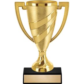 Crown Awards Custom Gold Cup Trophy, 8" Gold Cup Recognition Trophy On White Marble Base Prime