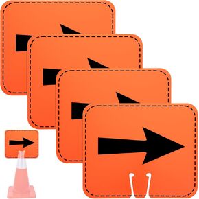 8 Pcs Traffic Cone Arrow Signs,12.5" x 10.4" Reversible Arrow Signs,Directional Arrow Cone Top Signs for Yard Road Barricade Construction Warning Signs