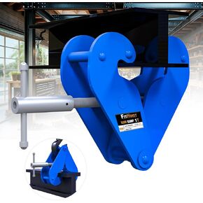 Beam Clamp 2200lbs With Lift Sling Straps & Gloves | 1 Ton Load Capacity I Beam Clamp | Lifting Clamp 3inch-9inch Adjustable Opening Flange Range | Beam Clamps for Rigging