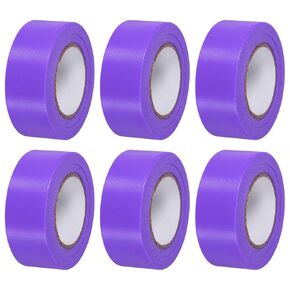 PATIKIL Flagging Tape 1" x98', 6 Pack PVC Non-Adhesive Neon Marking Tape for Tree Survey Boundaries Outdoor Trail, Purple