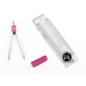 EMI Pink EKG Caliper and EKG Reference Ruler Combination Set EKR-203
