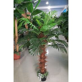 AMERIQUE 5 Feet Gorgeous & Unique Tropical Artificial Tree Plant with Nursery Pot, Real Touch Tech, 24 Big Palm Leaves, Green