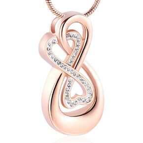 Infinity Love Urn Pendant Stainless Steel Snake Chain Cremation Jewelry for Ashes for Woman Free Filling Tools Include