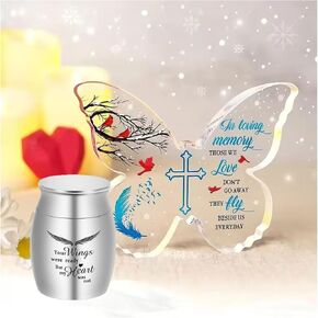 Small Cremation Urns for Ashes - Memorial Gifts for Loss of Loved One - Mini Cremation Urns for Human Ashes Sharing Urn - Sympathy Gifts Butterfly Memorial Bereavement Gifts