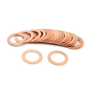 10pcs M17 Copper Washers Flat Ring Sump Plug Oil Seal Gasket Sealing Fitting Washers (M17*21 * 1.0)