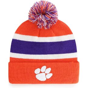 47 Clemson Tigers Orange Cuff Breakaway Beanie Hat with Pom - NCAA Cuffed Winter Knit Toque Cap