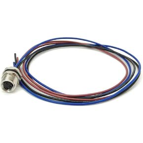 M8 Cable Connector Circular Wateproof Straight Panel Mount Socket with 75CM 24AWG Cable (3 Pin A Coding Male Rear Mount)