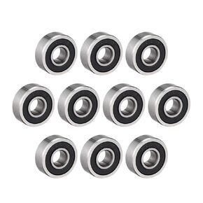 uxcell 605RS Deep Groove Ball Bearing Single Sealed 160015, 5mm x 14mm x 5mm Chrome Steel Bearings (Pack of 10)