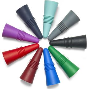 9 PCS MultiColor Silicone Wine Stoppers with Threaded Seal Ring and Stainless Top - Suitable for Wine and Beverage Bottles - Keeping Wine or Beverage Fresh…