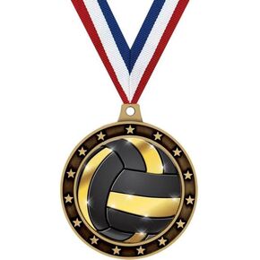 2.75" 3rd Place Volleyball Shadow Medal Award, Bronze Trophy Medal Prime