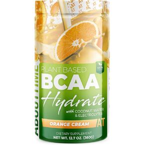 About Time Plant Based BCAA Hydrate Clear with L-Glutamine & Electrolytes (Non-GMO, Gluten Free, Monk Fruit) - Orange Cream, 20 Servings