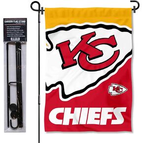 WinCraft Kansas City Chiefs Bold Logo Garden Flag and Flagpole Mount