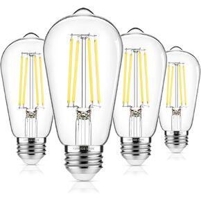 4-Pack Vintage LED Edison Bulbs 60W Equivalent, 850LM 6W Edison Light Bulb Daylight White 5000K, ST58 LED Filament Bulb E26 Base, Non-Dimmable