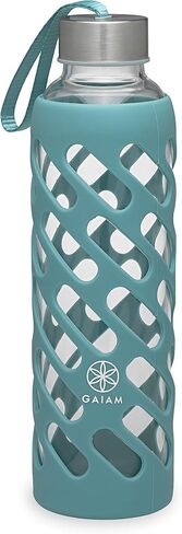 Gaiam Water Bottle Sure-Grip Glass Bottle with Protective Silicone Sleeve, 20 oz in Saudi Arabia