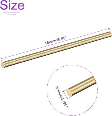 DMiotech 2Pack 6mm x 400mm, Brass Solid Round Rod, Brass Rod Lathe Bar Stock for DIY Craft in Kuwait