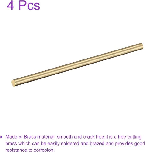 DMiotech 2Pack 6mm x 400mm, Brass Solid Round Rod, Brass Rod Lathe Bar Stock for DIY Craft in Kuwait