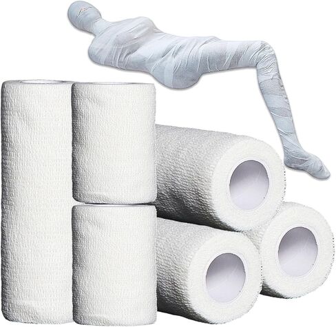 6 Rolls Halloween Mummy Bandage Wrap,2 Sizes Self Adhesive Stretch Zombie Gauze Rolls for Women Men Halloween Mummy Cosplay Costume Wrap Decorations（Enough Whole Body） in Saudi Arabia