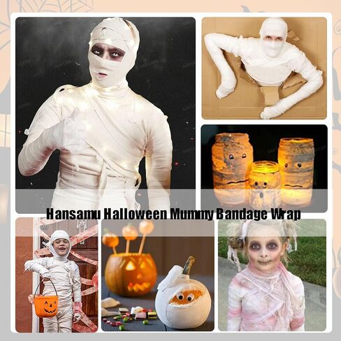 6 Rolls Halloween Mummy Bandage Wrap,2 Sizes Self Adhesive Stretch Zombie Gauze Rolls for Women Men Halloween Mummy Cosplay Costume Wrap Decorations（Enough Whole Body） in Saudi Arabia
