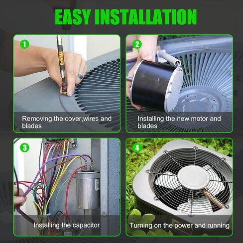 51-23055-11 محرك مروحة مكثف 1/5 حصان، 1075 دورة في الدقيقة، 60 هرتز، 1.3 أمبير، 208-230 فولت متوافق مع Rheem Ruud Weather King Ruud Protech 51-21853-01 51-21854-01 مكيف الهواء AC in Kuwait