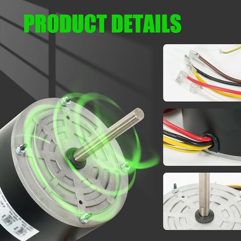 51-23055-11 محرك مروحة مكثف 1/5 حصان، 1075 دورة في الدقيقة، 60 هرتز، 1.3 أمبير، 208-230 فولت متوافق مع Rheem Ruud Weather King Ruud Protech 51-21853-01 51-21854-01 مكيف الهواء AC in Kuwait