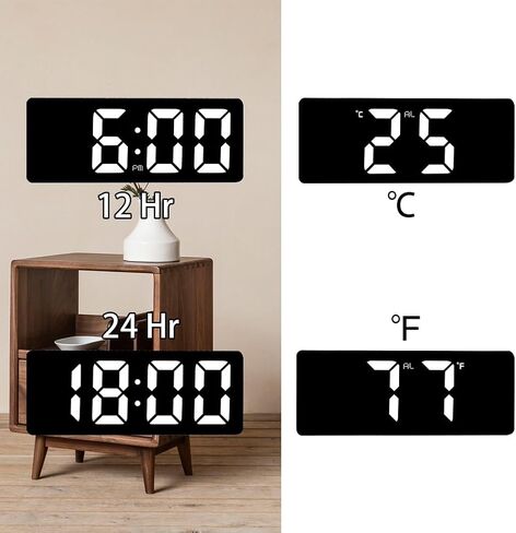 Small Digital Alarm Clock, 6.5-inch Digital Clock, Lightweight Digital Calendar, Temperature ℃/℉, Desktop Alarm Clock 12H/24H, Snooze Function, Adjustable Brightness, USB Corded Powered in Saudi Arabia