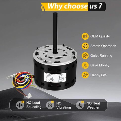 محرك منفاخ 5KCP39GGZ183S، 1/3 حصان 115 فولت، محرك منفاخ الفرن HC41AE117، 1075 دورة في الدقيقة، 5.2 أمبير، 60 هرتز متوافق مع الناقل HC41SE122A، HC41AE117A وGE Genteq in Kuwait