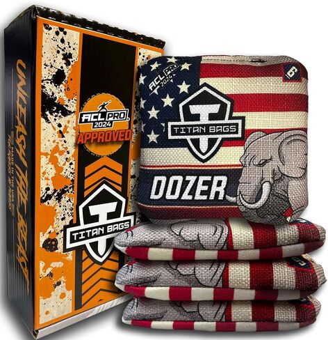 Titan Bags Dozer Cornhole Bags - 6" x 6" ACL PRO Approved Cornhole Bean Bags for Tournaments - Versatile & Durable Professional Cornhole Bags Ideal for Indoor/Outdoor Toss Sports & Games (Set of 4) in Saudi Arabia
