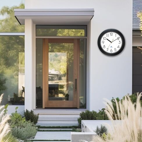 12 Inch Sealed Indoor Outdoor Waterproof Wall Clock, Dustproof Silent Non-Ticking Battery Operated Quality Quartz Round Clock, Wall Decorative for Patio, Pool, Bathroom (Black) in Saudi Arabia