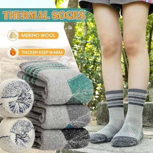 SeeyAN Kids Merino Wool Hiking Socks Boys Girls Thermal Winter Warm Boot Toddlers Thick Cushion Socks 4 Pairs in Saudi Arabia