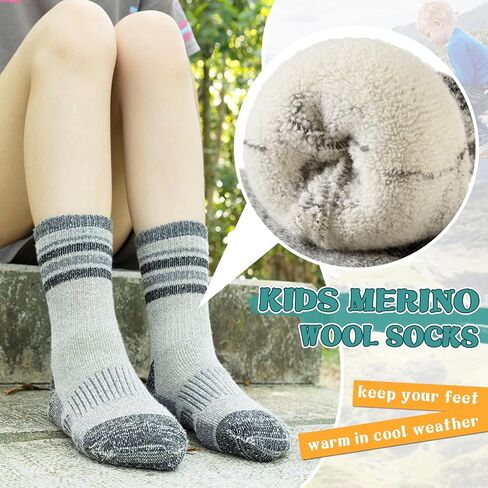SeeyAN Kids Merino Wool Hiking Socks Boys Girls Thermal Winter Warm Boot Toddlers Thick Cushion Socks 4 Pairs in Saudi Arabia