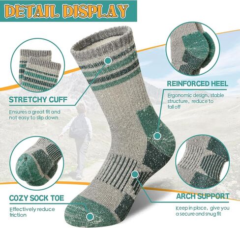 SeeyAN Kids Merino Wool Hiking Socks Boys Girls Thermal Winter Warm Boot Toddlers Thick Cushion Socks 4 Pairs in Saudi Arabia
