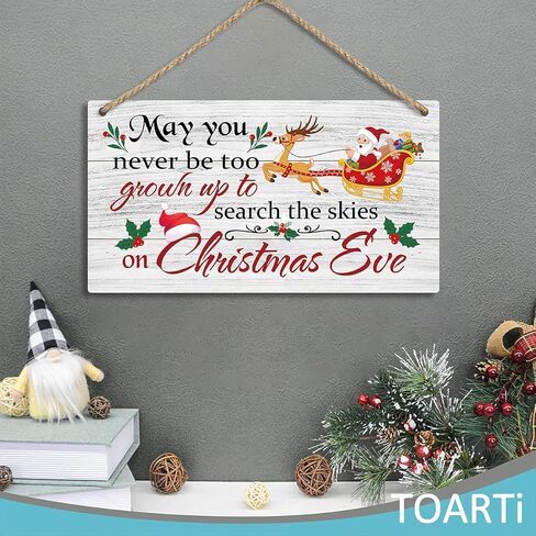 TOARTI Merry Christmas Wood Sign-15.2x28cm، سنة جديدة سعيدة سانتا كلوز عيد الميلاد الغزلان لوحة خشبية معلقة جدار الفن، لوازم عطلة الشتاء معلقة ديكور الباب لديكور جدار نافذة المنزل in Kuwait