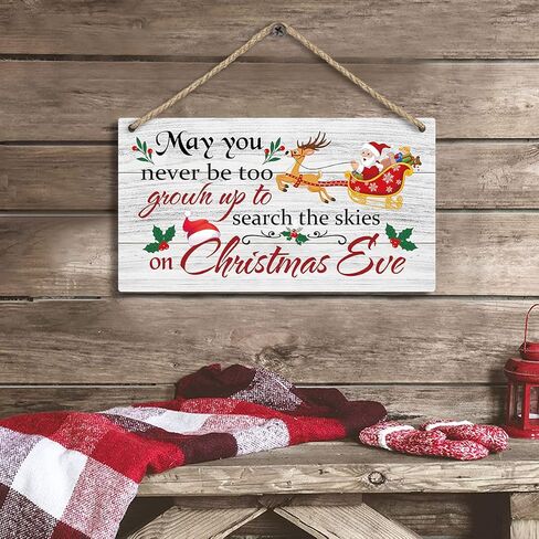 TOARTI Merry Christmas Wood Sign-15.2x28cm، سنة جديدة سعيدة سانتا كلوز عيد الميلاد الغزلان لوحة خشبية معلقة جدار الفن، لوازم عطلة الشتاء معلقة ديكور الباب لديكور جدار نافذة المنزل in Kuwait