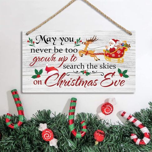 TOARTI Merry Christmas Wood Sign-15.2x28cm، سنة جديدة سعيدة سانتا كلوز عيد الميلاد الغزلان لوحة خشبية معلقة جدار الفن، لوازم عطلة الشتاء معلقة ديكور الباب لديكور جدار نافذة المنزل in Kuwait