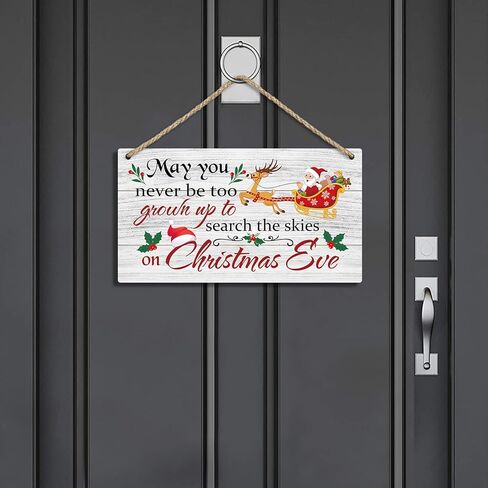 TOARTI Merry Christmas Wood Sign-15.2x28cm، سنة جديدة سعيدة سانتا كلوز عيد الميلاد الغزلان لوحة خشبية معلقة جدار الفن، لوازم عطلة الشتاء معلقة ديكور الباب لديكور جدار نافذة المنزل in Kuwait